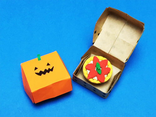 折り紙で折ったかぼちゃの箱