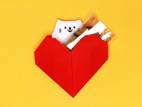 折り紙 ハート猫のメッセージカード 原案 Ako おりがみの時間
