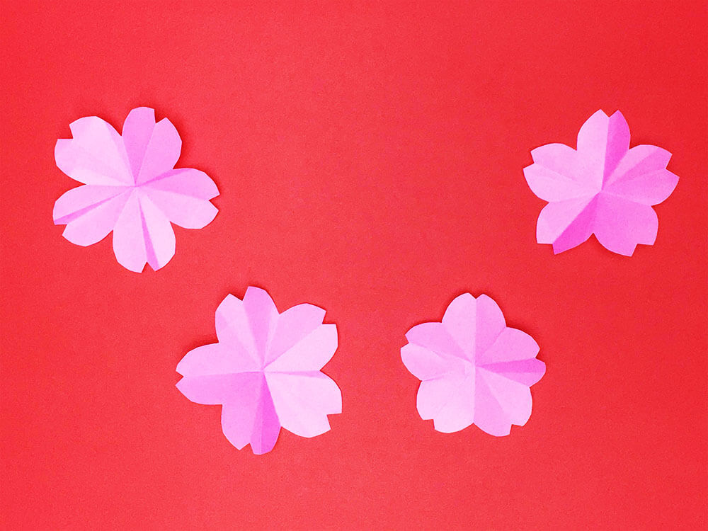 折り紙 桜の花の切り方 伝承 折り方図解 おりがみの時間