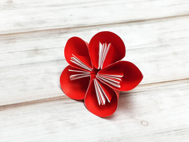 折り紙で折った梅の花