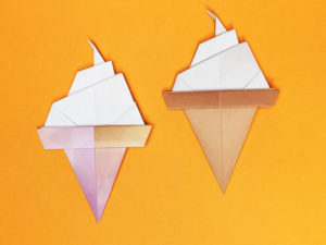 折り紙で折ったソフトクリーム