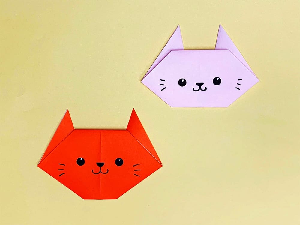 折り紙で折った猫の顔