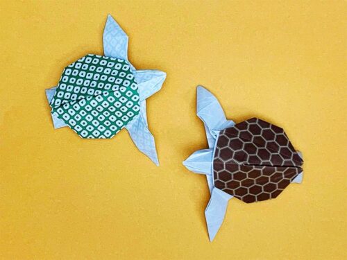 折り紙で折ったウミガメ