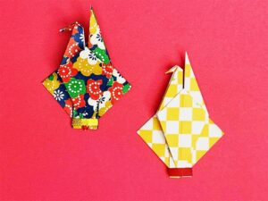 折り紙で作った鶴のポチ袋