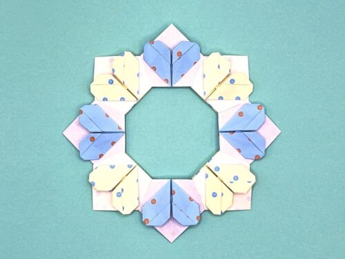 折り紙で作ったホワイトデーリース