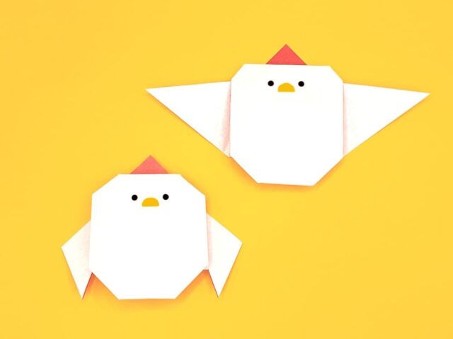 折り紙で折ったにわとり