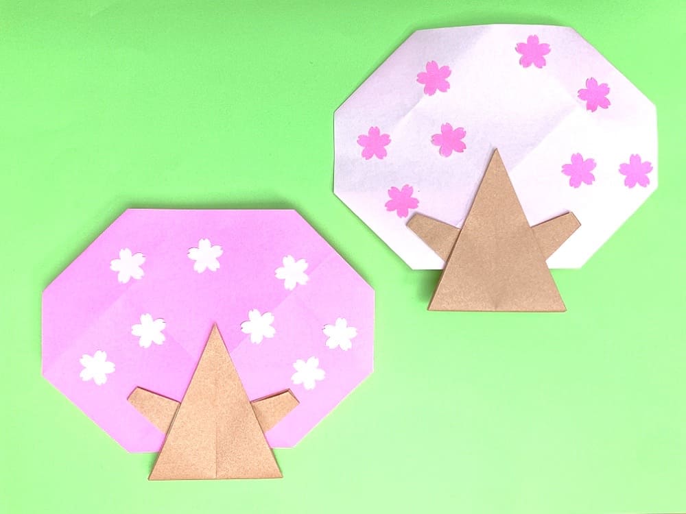 折り紙で折った桜の木