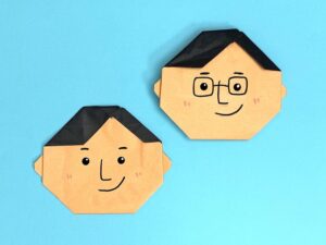 折り紙で折ったお父さんの顔
