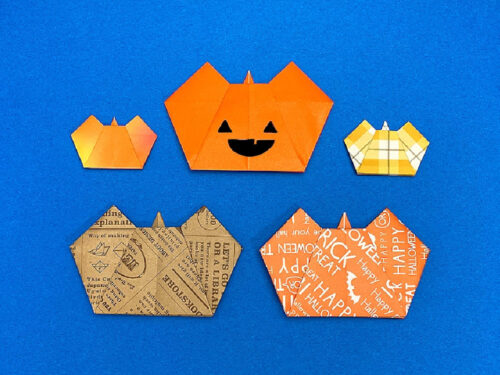 折り紙で折ったハロウィンかぼちゃ