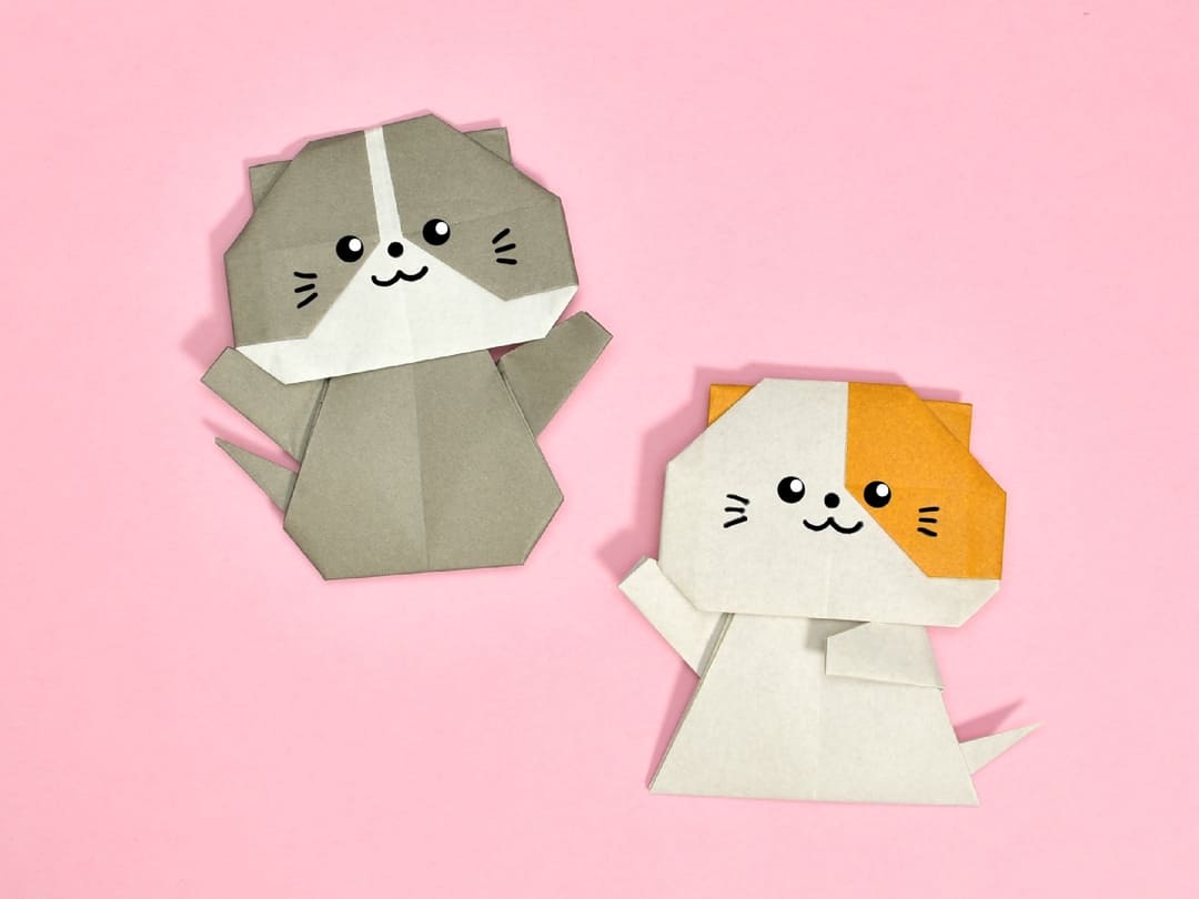 折り紙で折った猫