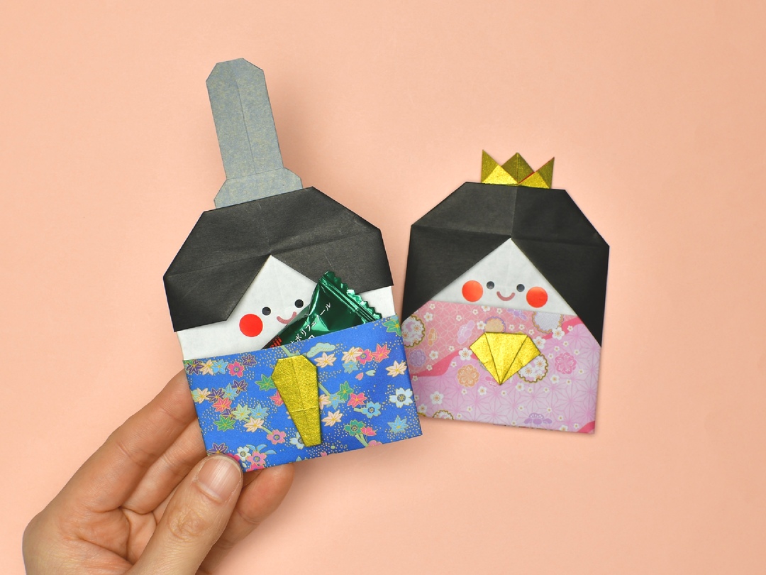 折り紙で作ったお雛様ポケット