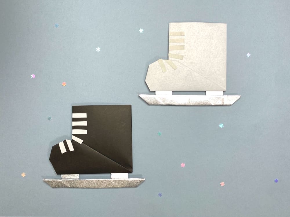 折り紙で折ったスケート靴